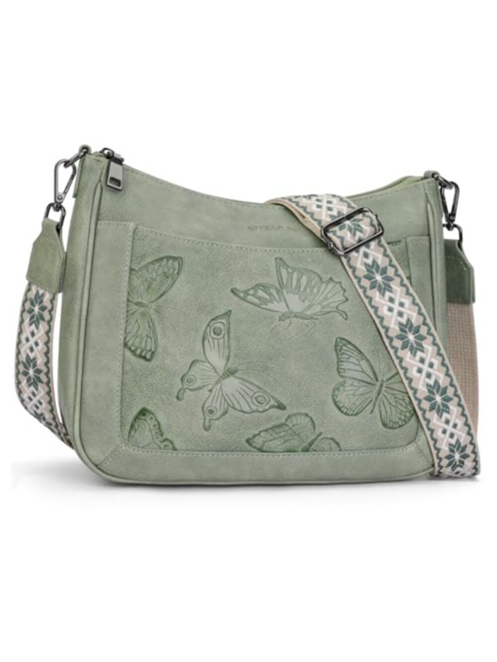 Women's Vegan Leather Butterfly Hobo Purse Crossbody Bag Adjustable Strap